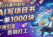 2026暴利副业：AI 写项目书，一单 1000 块，不用引流，告别打工