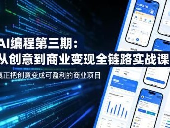AI编程第三期，从创意到商业变现的全链路实战课，真正把创意变成可盈利的商业项目(更新4月17日)