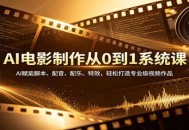 AI电影制作从0到1系统课：AI赋能脚本、配音、配乐、特效，轻松打造专业级视频作品