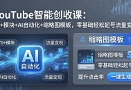 YouTube智能创收课：70+模块+AI自动化+缩略图模板，零基础轻松起号流量变现