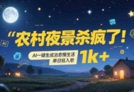 农村夜景杀疯了！AI一键生成治愈系慢生活，单日狂入1k+