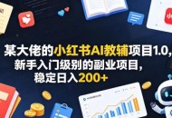 某大佬的小红书AI教辅项目1.0，新手入门级别的副业项目，稳定日入200+