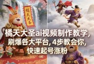 橘天大圣ai视频制作教学，刷爆各大平台，4步教会你，快速起号涨粉