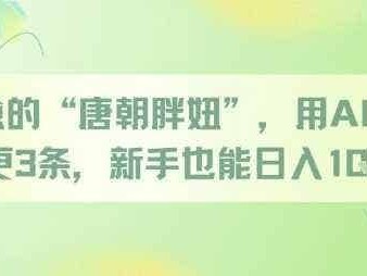 治愈的“唐朝胖妞”，用AI制作日更3条，新手也能日入多张