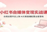 小红书自媒体变现实战课：合规运营开店上架，AI文案直播配置全套落地
