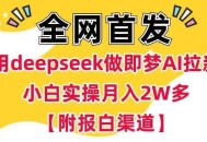 用deepseek做即梦Ai拉新 小白实操月入过W+【附报白渠道】