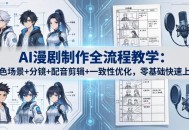 AI漫剧制作全流程教学：角色场景+分镜+配音剪辑+一致性优化，零基础快速上手