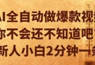 AI全自动做爆款视频，你不会还不知道吧？新人小白2分钟一条【揭秘】