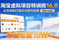 淘宝虚拟项目特训班16.0，从开店到打造自动盈利店铺，借助AI选品，单品收益10W+(更新5月)