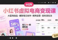 小红书虚拟电商变现课，AI蓝海选品，爆款笔记创作，矩阵运营，高利润玩法