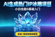 AI生成热门ip冰雕项目，小白也能0基础入门，实操+变现保姆级教程