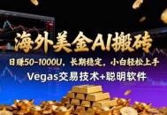 海外美金AI搬砖技术Vegas交易技术+聪明软件【训练营第七期】，日赚50-100U