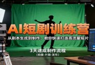 AI短剧训练营，从剧本生成到制作，教你快速打造高流量短片