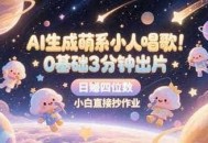 AI生成萌系小人唱歌，0基础3分钟出片，28个作品涨粉8.9W，单条最高19W赞，日入四位数，小白直接抄作业