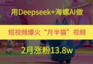 用Deepseek+海螺AI做短视频爆火“月半猫”视频，2月涨粉13.8w