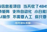 蓝海信息差项目当天收米1k+ 支持矩阵支持自动化小白能操作全程AI操作不需要人工你只要会电脑