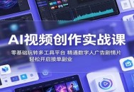 AI视频创作实战课：零基础玩转多工具平台，精通数字人广告、剧情片，轻松开启接单副业