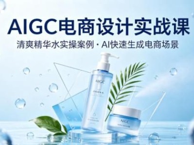 AIGC电商设计实战课，以清爽精华水为实操案例，教你用AI快速生成电商场景