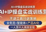 AI+IP操盘实战训练营：不讲工具只讲落地，业务流+智能体+产品AI化，一人顶十人高效变现