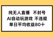 纯无人直播不封号，AI自动玩游戏，单日收益80+