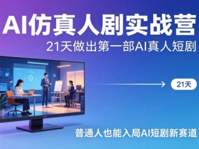 AI仿真人剧实战营，21天做出第一部AI真人短剧，普通人也能入局AI短剧新赛道