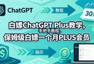 白嫖ChatGPT Plus教学，手把手教程，保姆级白嫖一个月PLUS会员