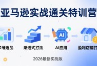 亚马逊实战通关特训营：26年4月更新，多维选品+渐进式打法+AI应用，从0到1打造盈利店铺
