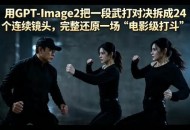 用GPT-Image2把一段武打对决拆成24个连续镜头，完整还原一场“电影级打斗”