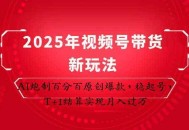 2025年视频号带货新玩法：AI炮制百分百原创爆款，稳起号，T+1结算实现月入过万
