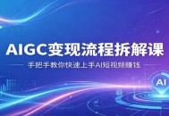 AIGC变现流程拆解课，手把手教你快速上手AI短视频赚钱