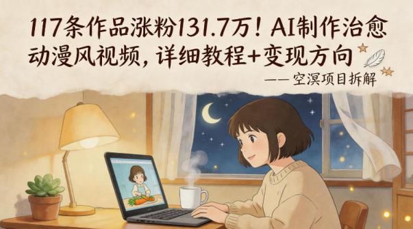 117条作品涨粉131.7W！AI制作治愈动漫风视频，详细教程+变现方向