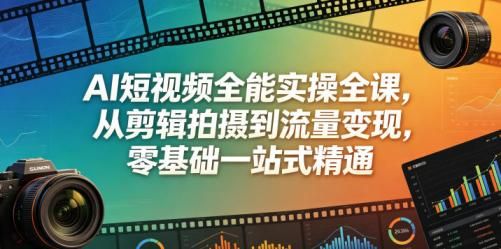 AI短视频全能实操全课，从剪辑拍摄到流量变现，零基础一站式精通